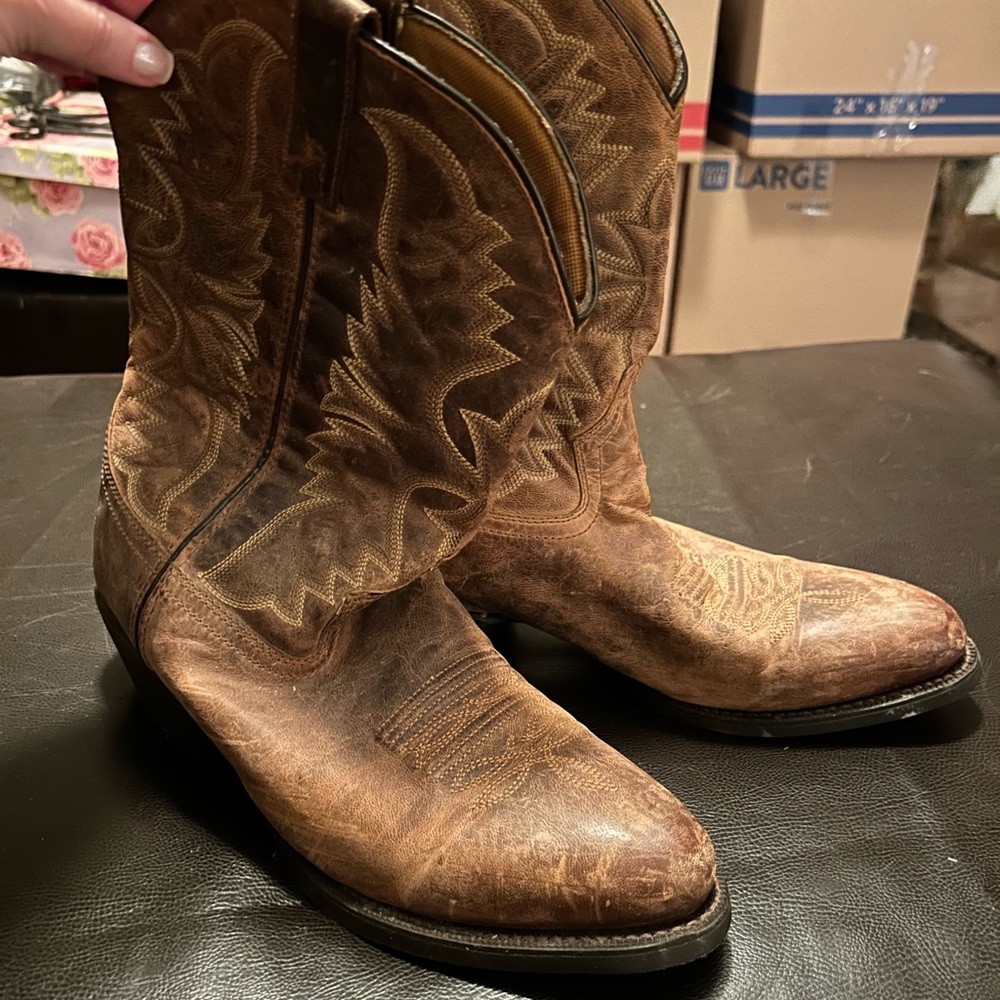 Laredo Men Brown Leather Cowboy Boots 10.5D